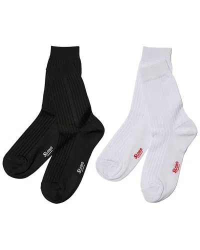 Stems Classic Silky Rib Crew Socks - 2 Pack In Multi