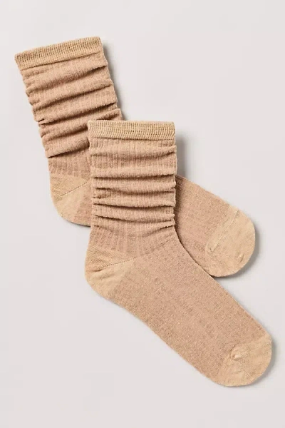 Stems Cotton Cashmere Crew Socks In Beige