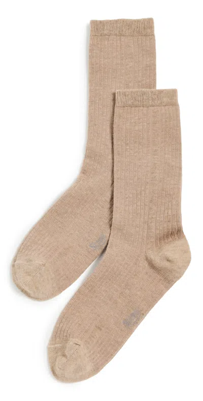 Stems Cotton Cashmere Crew Socks Beige