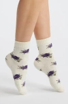 Stems Cozy Chic Floral Pointelle Quarter Socks In White