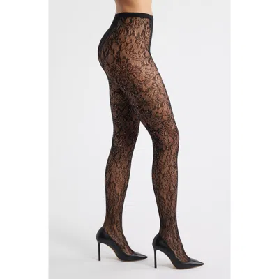 Stems Crystal Lace Tights In Black