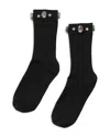 Stems Crystal Ribbed Crew Socks In Black