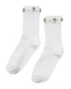 Stems Crystal Ribbed Crew Socks In White