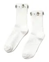 Stems Crystal Ribbed Crew Socks In White