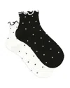 Stems Dot Ruffled Ankle Socks, Pack Of 2 In Black  Ivory