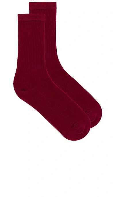 Stems Eco-conscious Cashmere Crew Socks In 红色