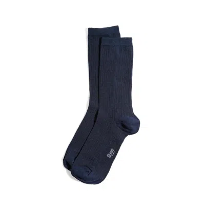 Stems Eco-conscious Cashmere Crew Socks In Blue