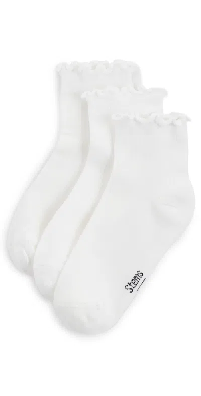 Stems Everyday Classic Ruffle Socks 3 Pack White