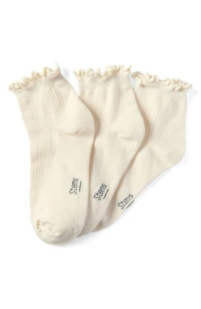 Stems Everyday Classics Ruffle 3-pack Crew Socks In Neutral