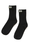 Stems Faux Pearl Cluster Rib Crew Socks In Brown