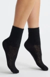 Stems Fleur Cotton Blend Crew Socks In Black