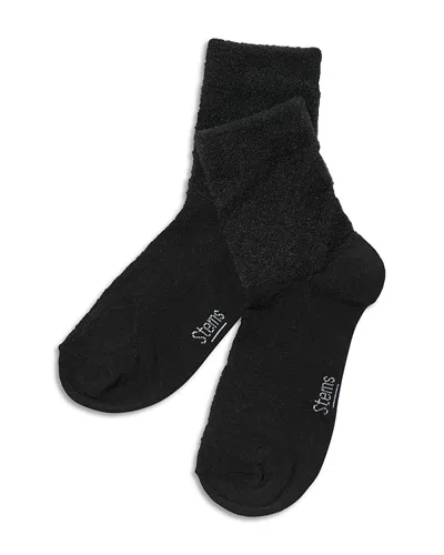 Stems Fleur Crew Socks In Black