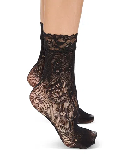 Stems Floral Fishnet Socks In Black