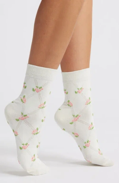 Stems Floral Pointelle Crew Socks