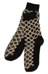Stems Fringe Diamond Crew Socks In Black
