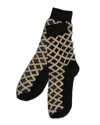 Stems Fringe Diamond Crew Socks In Black