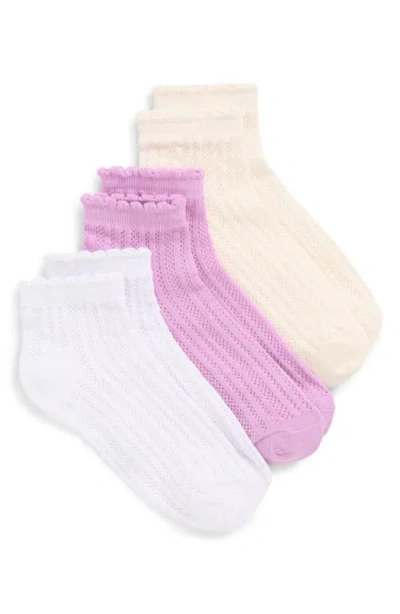 Stems Lace Knit 3-pack Ankle Socks In Blue