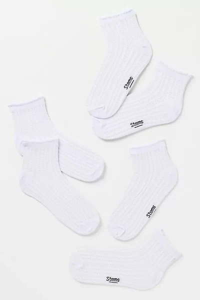 Stems Lace Knit Ankle Socks, Set Of 3 In White