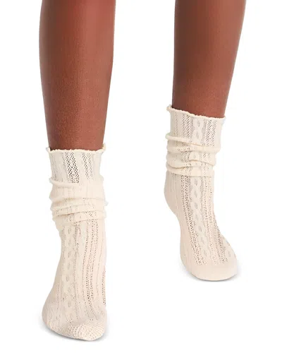 Stems Lace Knit Spring Socks In Ivory