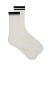 Stems Lattice Knit Crew Socks In White