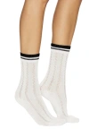 Stems Lattice Stitch Cotton Blend Crew Socks In Ivory/black