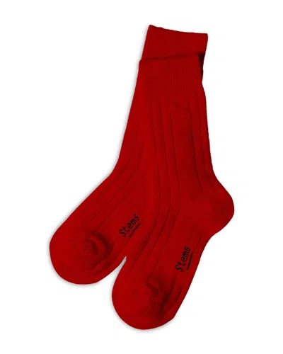 Stems Lux Crew Socks In Red