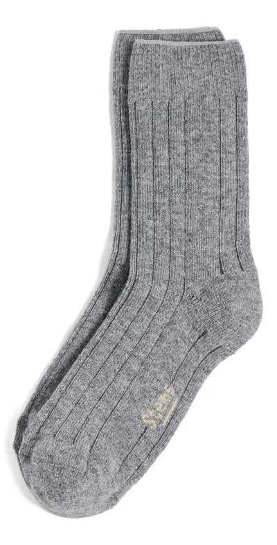 Stems Luxe Merino Cashmere Crew Socks Grey