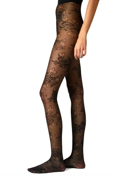 Stems Maegaux Rose Sheer Tights In Black