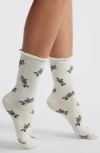 Stems Melody Floral Crew Socks In White