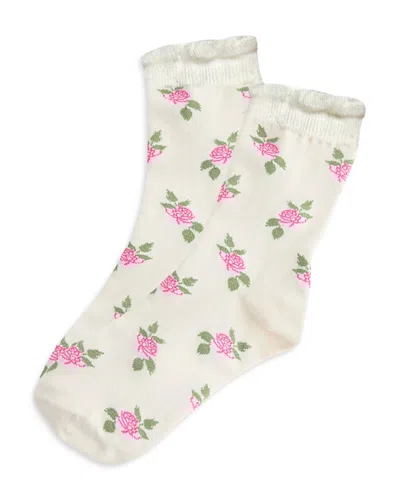 Stems Melody Floral Socks In Ivory/pink