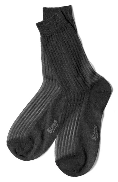 Stems Metallic Rib Crew Socks In Black
