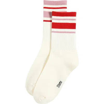 Stems Mix & Match Cotton Blend Crew Socks In Ivory/red