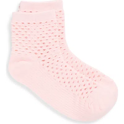Stems Netted Crew Socks In Pink