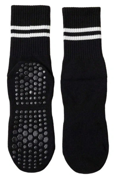Stems Nonslip Grip Pilates Crew Socks In Black