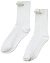 Stems Faux Pearl Cluster Rib Crew Socks In White