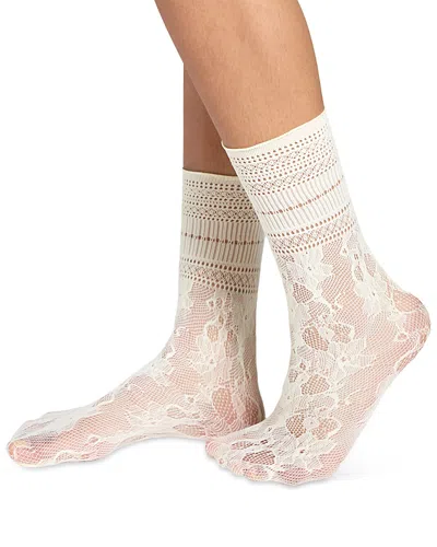 Stems Peony Lace Crew Socks In White