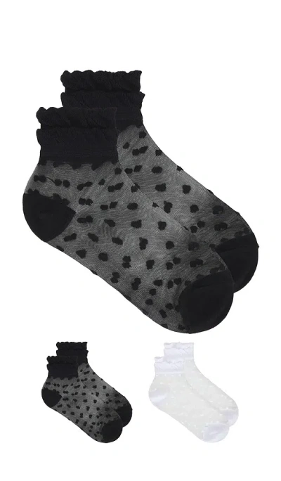 Stems Pippa Ruffle Dot Socks Pack Of 2 In Black