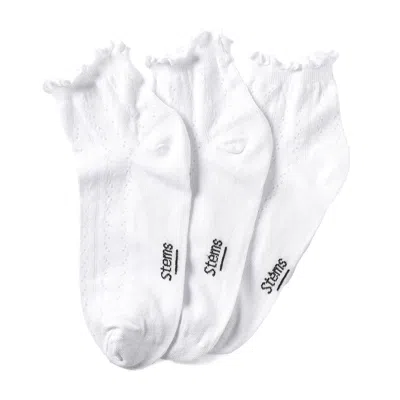 Stems Pointelle 3-pack Ankle Socks In White