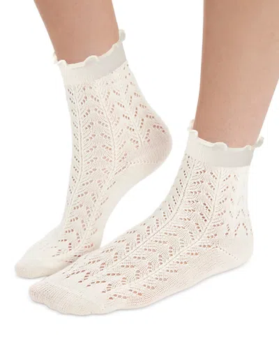 Stems Pointelle Ankle Socks In White