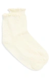 Stems Pointelle Ankle Socks In White