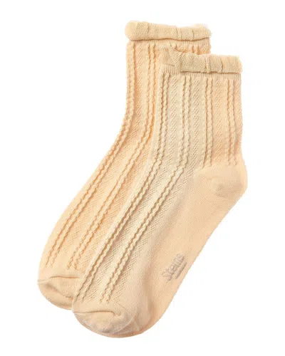 Stems Pointelle Crew Socks In Beige
