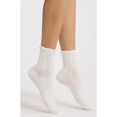 Stems Pointelle Crew Socks In White