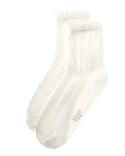 Stems Pointelle Crew Socks In White