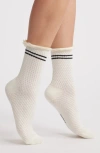 Stems Pointelle Lace Trim Cotton Blend Crew Socks In Black/ivory