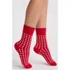 Stems Polka Dot Crew Socks In Red