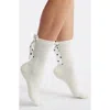 Stems Polka Dot Ribbon Crew Socks In White