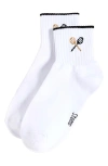 Stems Prep School Quarter Socks In White/black