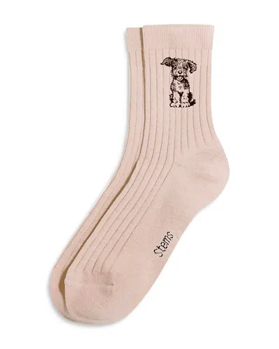 Stems Puppy Crew Socks In Beige