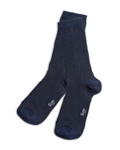 Stems Rib Knit Crew Socks In Blue