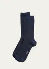 Stems Ribbed Cashmere-blend Crew Socks In Navy